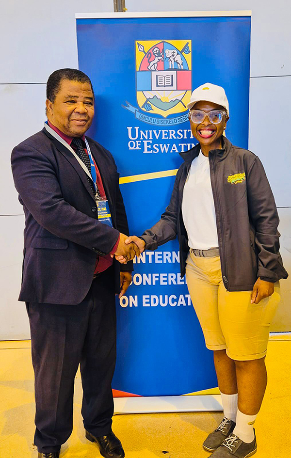 Prof. Thebe Medupe, deputy dean for teaching and learning in the Faculty of Natural and Agricultural Sciences, with Prof. Don Kurtz, an A1-rated National Research Foundation researcher and extraordinary professor of Astrophysics