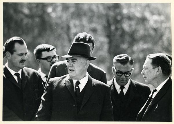 Prime Minister BJ Vorster during a later visit to Koffiefontein, where he had previously been interned. 