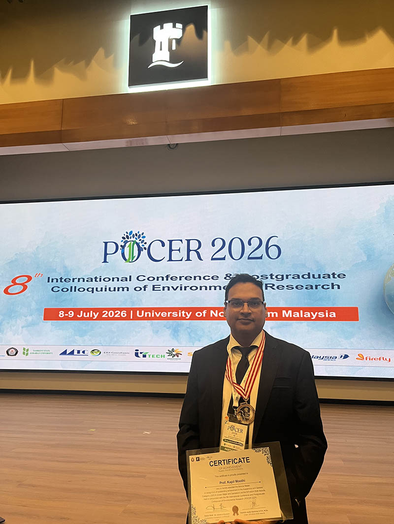 One of Prof. Kapil Moothi's presentations earned him a bronze SDG Award at POCER 2026.