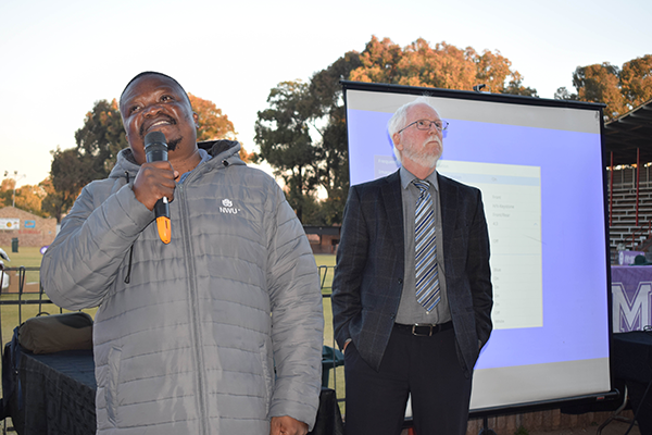 Prof. Thebe Medupe, deputy dean for teaching and learning in the Faculty of Natural and Agricultural Sciences, with Prof. Don Kurtz, an A1-rated National Research Foundation researcher and extraordinary professor of Astrophysics
