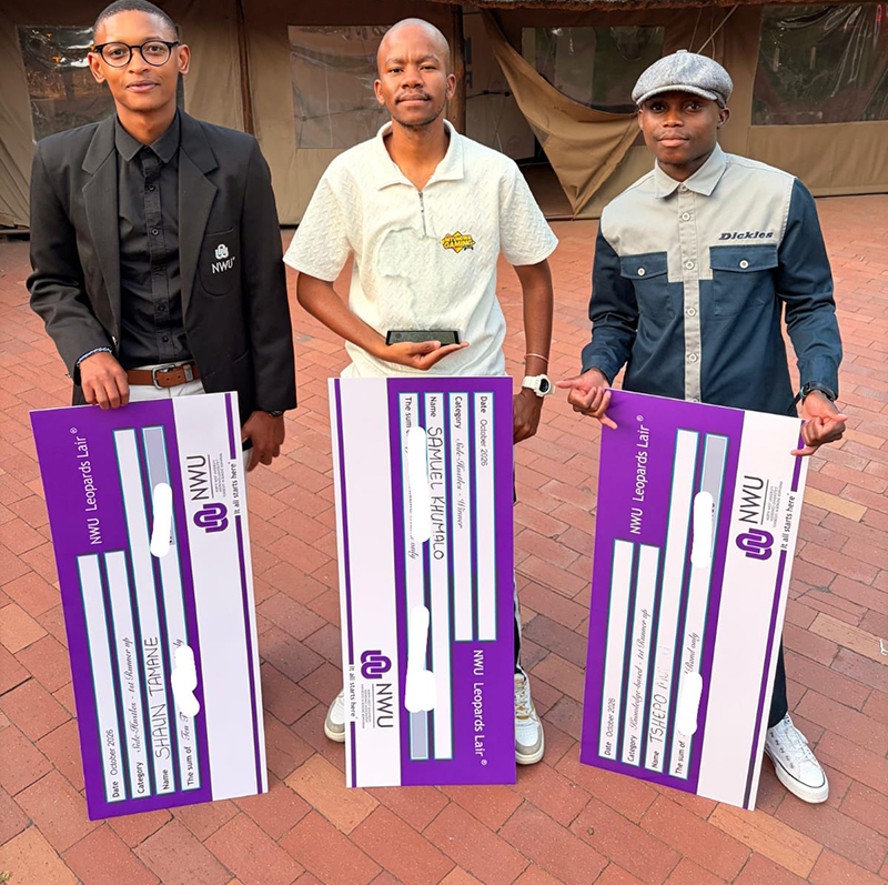 From left are Shaun Tamane, Samuel Mtungwa and Tshepo Mudau.